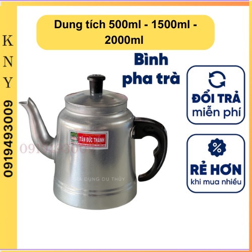 Ấm nhôm pha trà dung tích 500ml - 1500ml - 2000ml dùng làm bình pha trà quán cafe nhôm KNY SHOP | BigBuy360 - bigbuy360.vn