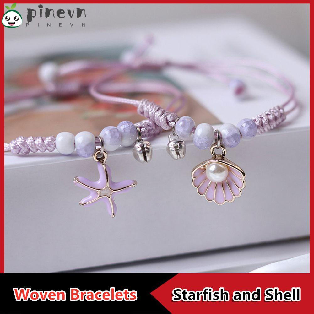 Vòng Tay Dây Bện Phối Hạt Gốm Màu Tím Thời Trang