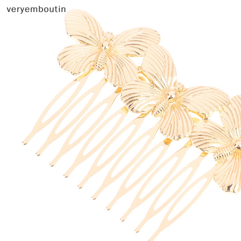 Lược Cài Tóc Kim Loại Hình Bướm Vintage Thanh Lịch Cho Nữ