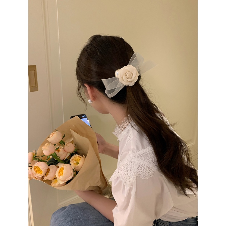 Dây Cột Tóc Cao Su Co Giãn Đính Ngọc Trai Và Nơ Dễ Thương