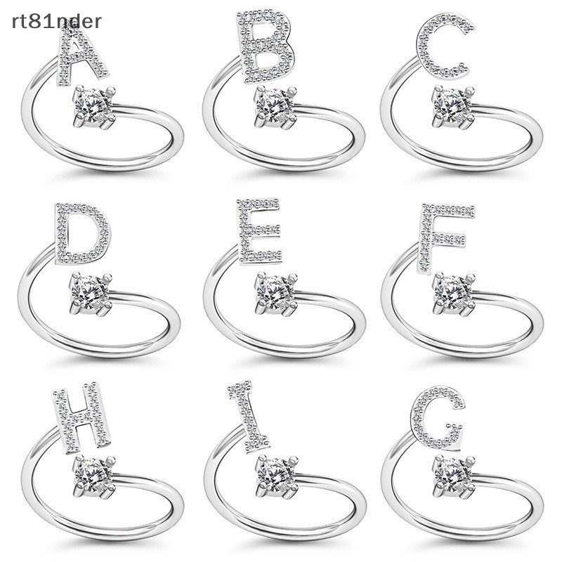 Rt Nhẫn Mở Hình 26 Chữ Cái Đính Đá Lấp Lánh Có Thể Điều Chỉnh Kích Cỡ Thời Trang Cho Nữ