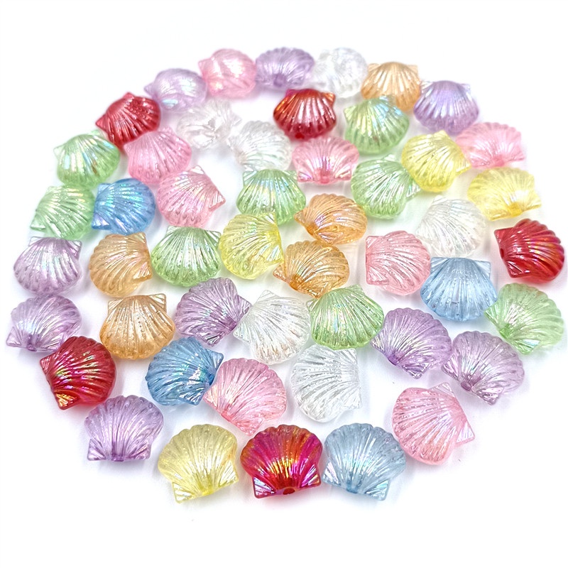 Set 20 Hạt Nhựa Hình Vỏ Sò Nhiều Màu Sắc Làm Trang Sức Thủ Công