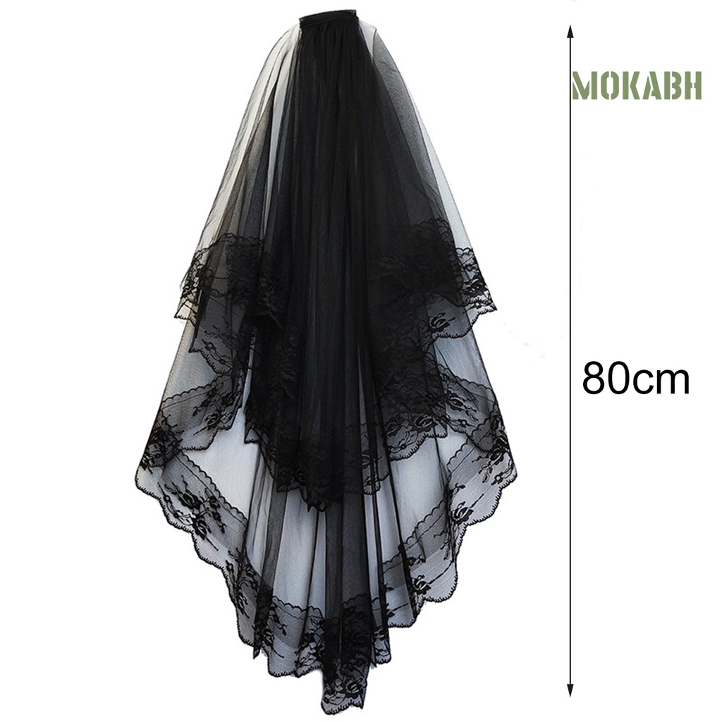 Mạng Che Mặt Hai Lớp Phối Ren Gọn Nhẹ Dễ Phối Đồ Kèm Lược Cài Tóc Cho Cô Dâu