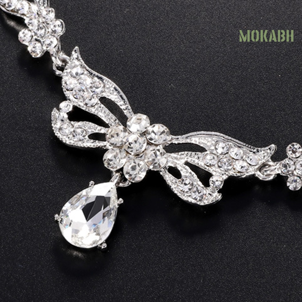 1 Bộ Vòng cổ + Bông Tai Đính Kim Cương Giả Tùy Chỉnh Trọng Lượng Nhẹ Cho Cô Dâu