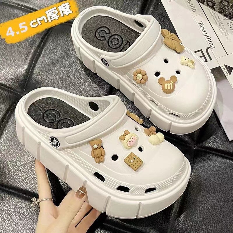 Dép Sandal Đế Xuồng Cao 4.5cm Họa Tiết Hoạt Hình Cho Nữ