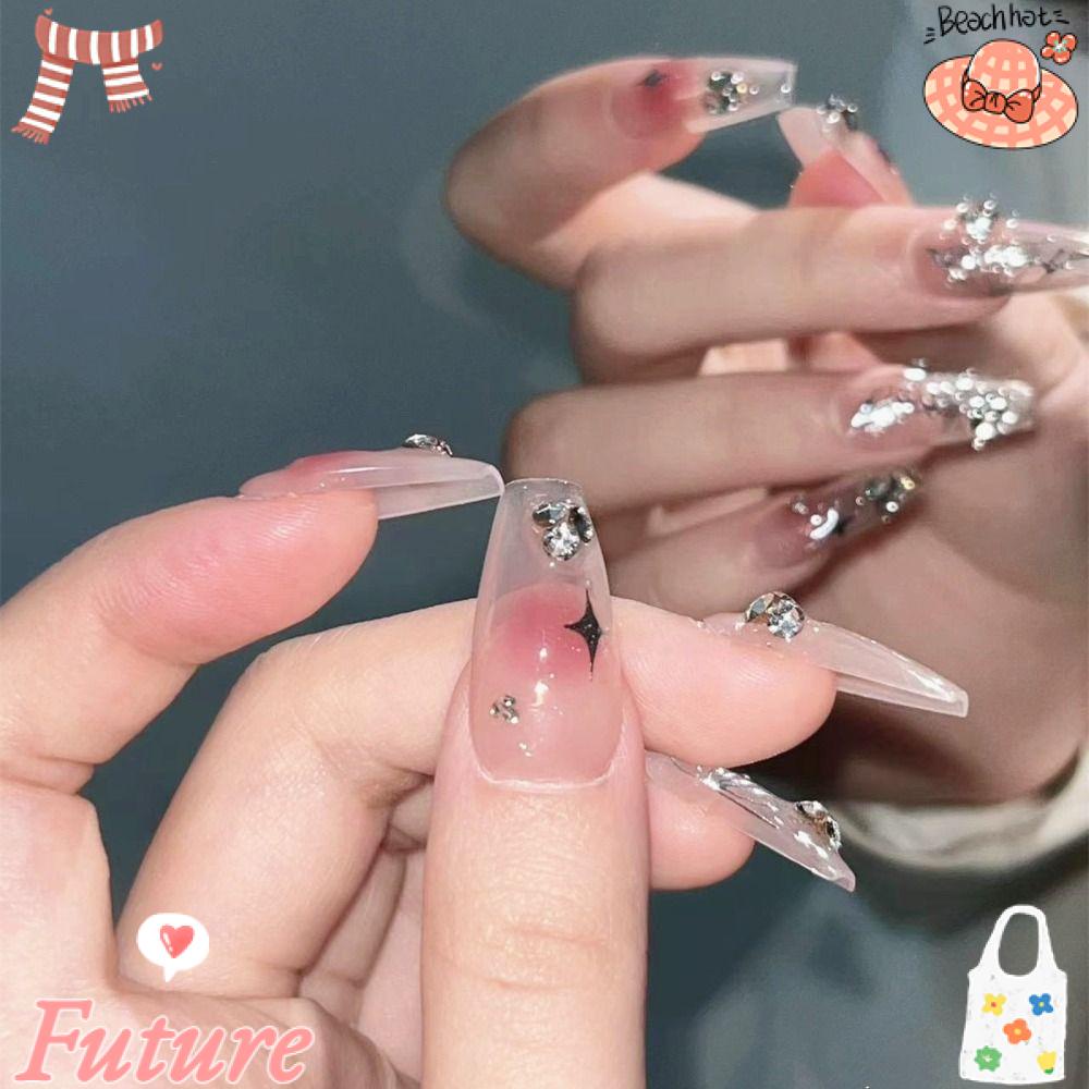 Bộ Móng Tay Giả DIY Che Phủ Toàn Diện Họa Tiết Bướm