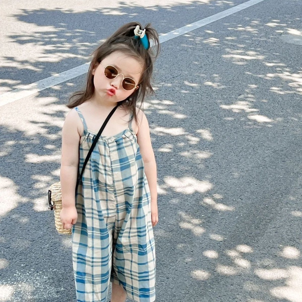 Bộ Áo Liền Quần Chấm Bi Dáng Rộng Chống Muỗi Phong Cách Hàn Quốc Thời Trang Mùa Hè Cho Bé Gái