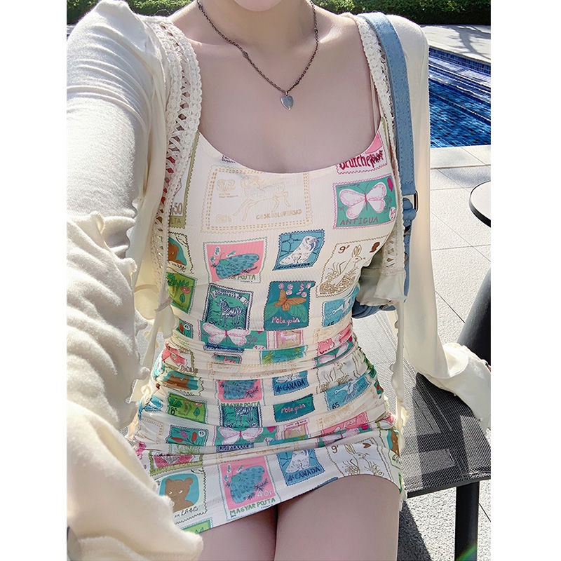 Đầm Hai Dây Mỏng Ôm Eo Chống Nắng Mùa Hè In Poster Hình Cho Nữ