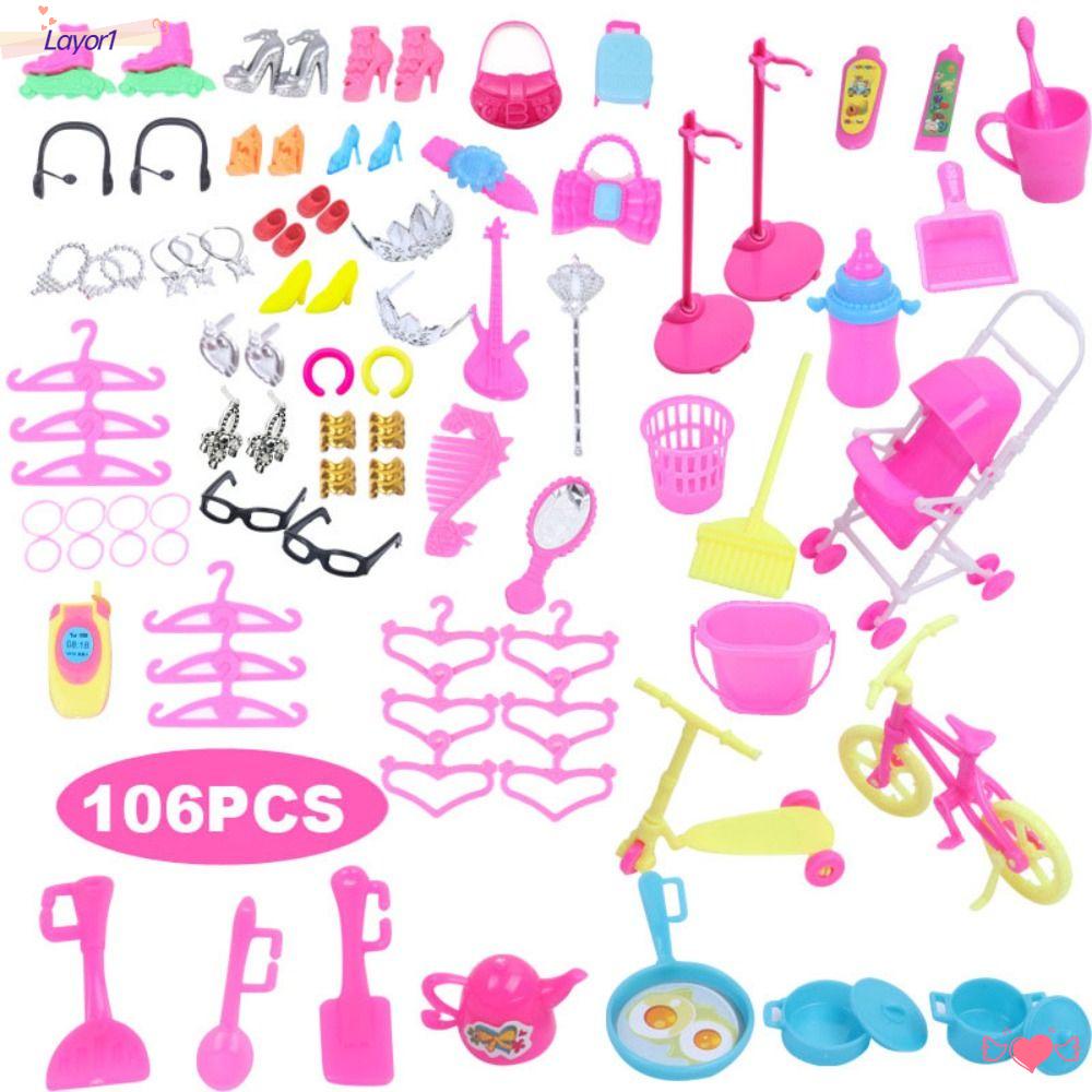 LAYOR1 Set 106 Phụ Kiện Hỗ Trợ Thay Đồ Cho Nhà Búp Bê Kích Thước 11inch / 30cm