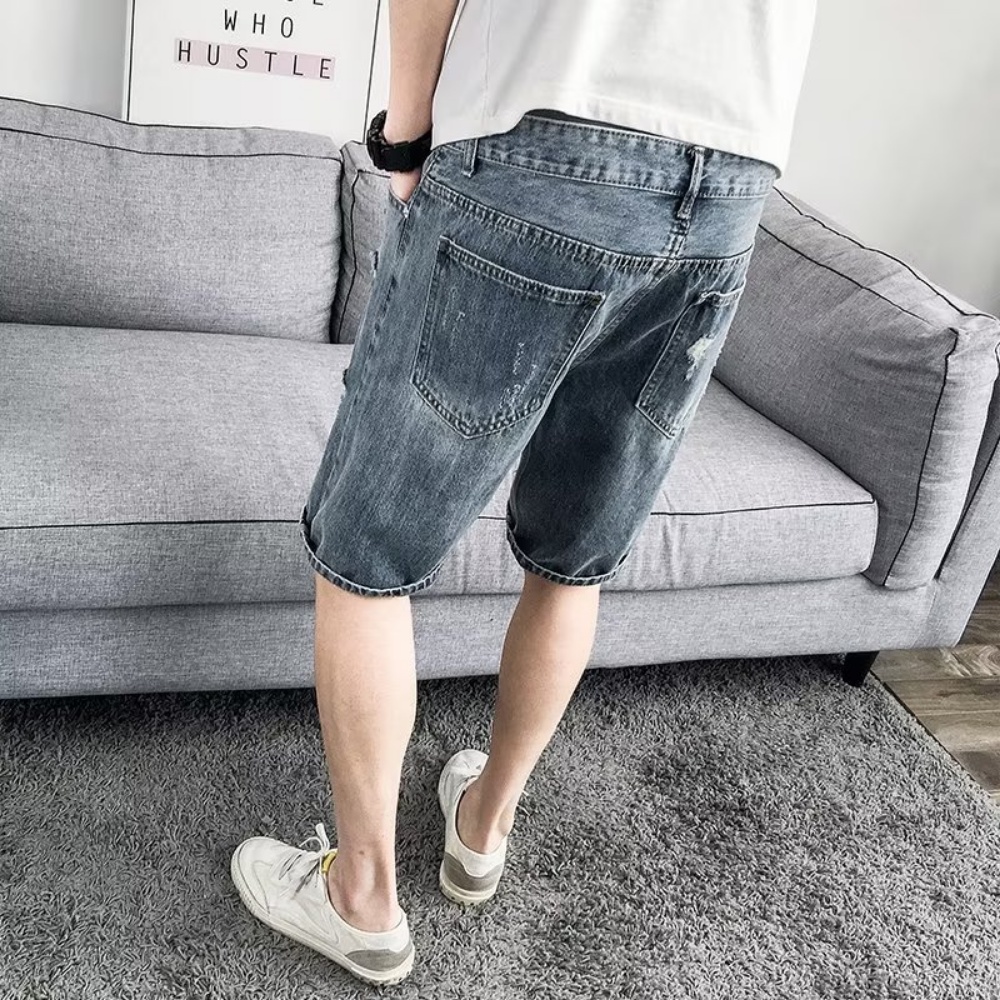 Quần Short Denim Rách Thời Trang Mùa Hè Hàn Quốc 2023 Mới Cho Nam