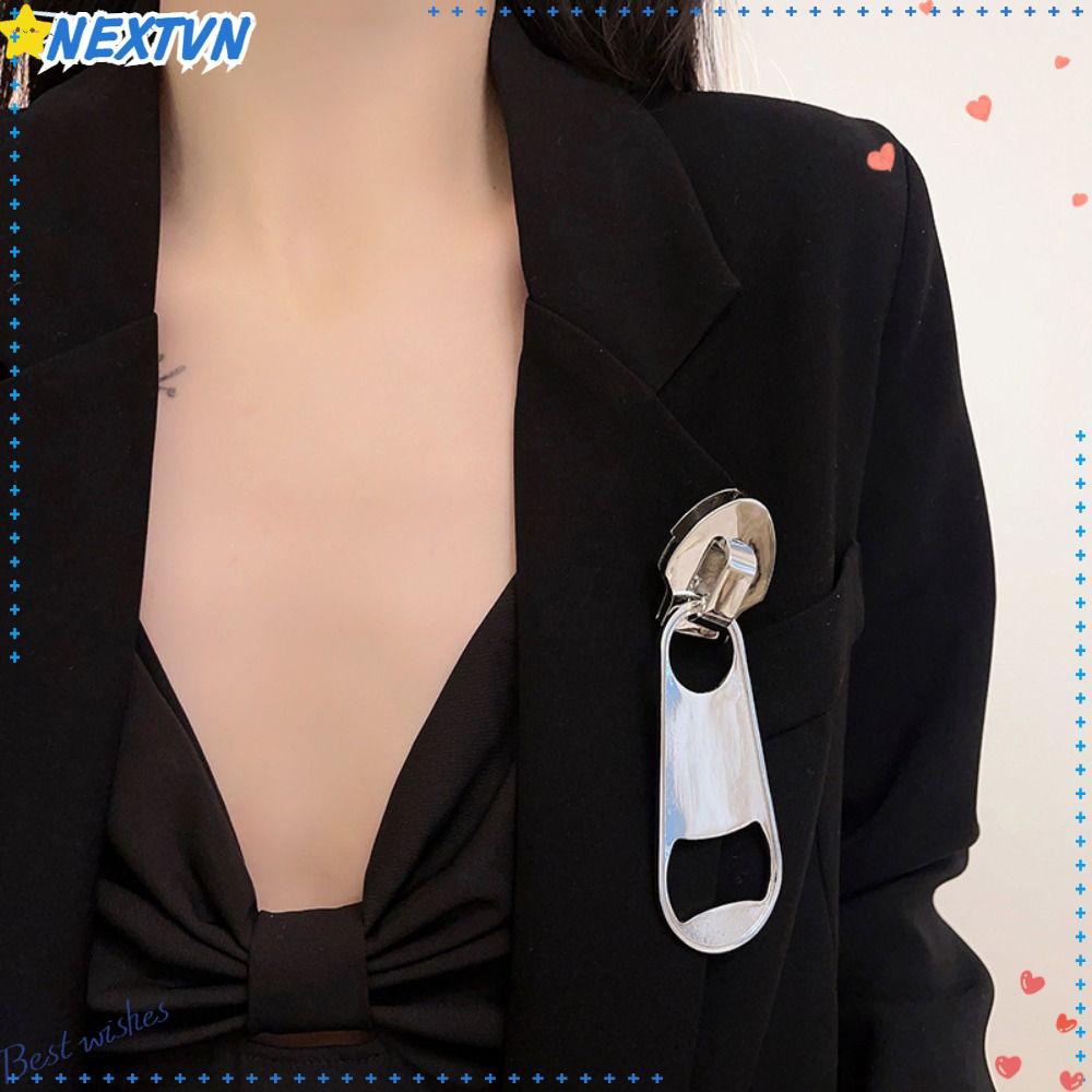 Trâm Cài Áo Hình Khóa Kéo Kim Loại Thời Trang Cho Nữ