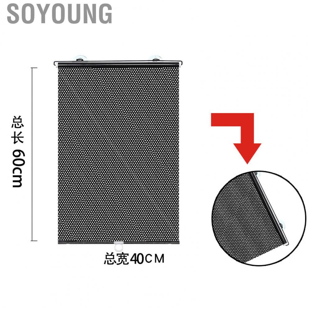 Soyoung Car Front Rear Windshield Sun Visor Curtain Sunshade Heat Insulation Automatic Winding with Sucker