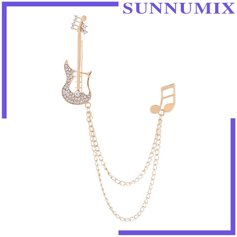 [Sunnimix] Ghim Cài Áo Hình Nốt Nhạc Dây Xích Tua Rua Phụ Kiện Huy Hiệu Đàn Guitar Với Note Và Dây Xích Treo Cho Nam