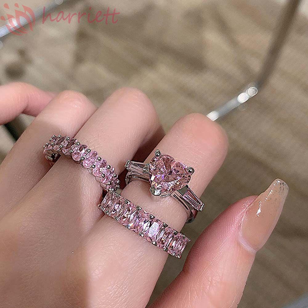 Nhẫn Hình Trái Tim Màu Hồng Ngọt Ngào Cho Nữ|Trang Sức Thời Trang Kiểu Dáng Độc Đáo