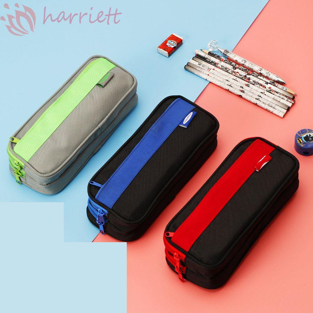 Túi Đựng Bút / Mỹ Phẩm Bằng Vải Canvas Cỡ Lớn Tiện Dụng Cho Học Sinh / Văn Phòng