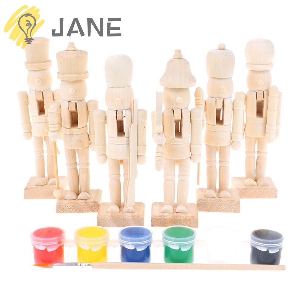 Búp Bê Người Lính Gỗ Embryo Màu Trắng Trang Trí Nhà Cửa DIY