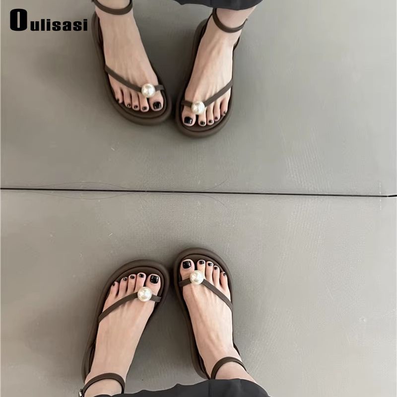 Giày Sandal Đế Phẳng Dày Dặn Thoải Mái Phong Cách Hàn Quốc Mới Cho Nữ