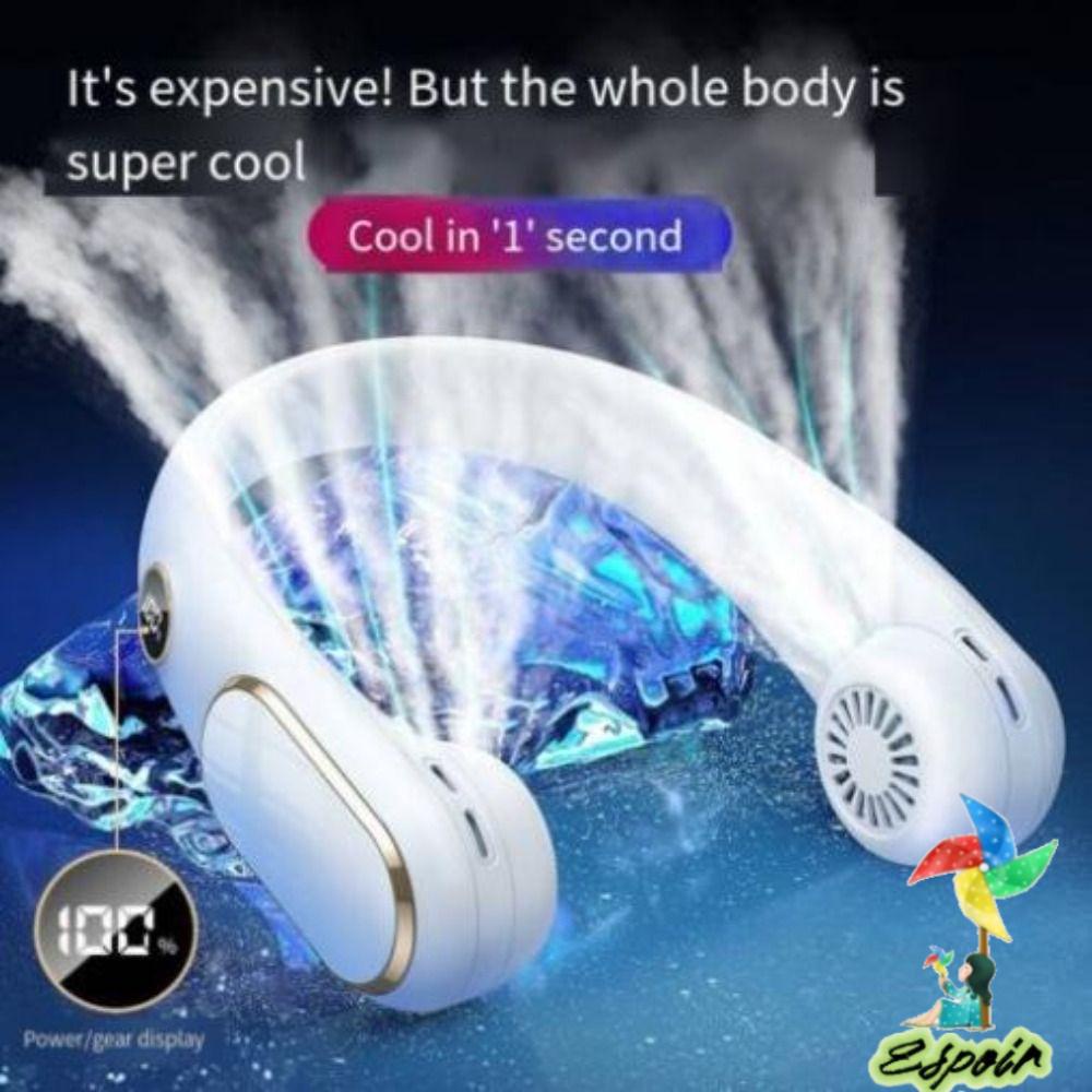 ESPO Quạt Làm Mát Đeo Cổ Không Cánh 4 Tốc Độ Có Màn Hình LED Sạc Cổng Usb Dùng Khi Chơi Thể Thao Ngoài Trời