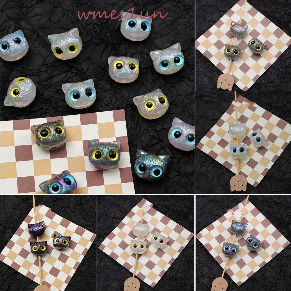 Túi 3 Hạt Xâu Chuỗi Bằng Acrylic Hình Mèo Hoạt Hình Mắt To WMES15H DIY Thiết Kế Cá Tính Để Làm Trang Sức