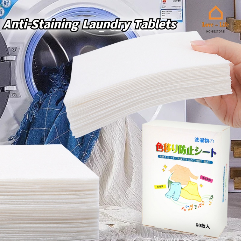 Set 24 / 50 Tờ Giấy Thấm Hút Tốt Nhiều Màu Sắc Tiện Dụng Cho Máy Giặt