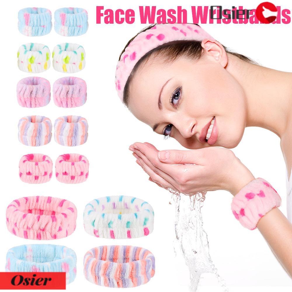 Osier1 Vòng Tay Rửa Mặt Màu Trắng Vải Sợi Nhỏ Mềm Mại Thấm Hút Tốt Dùng Khi Tập Yoga Chạy Bộ Cho Nữ