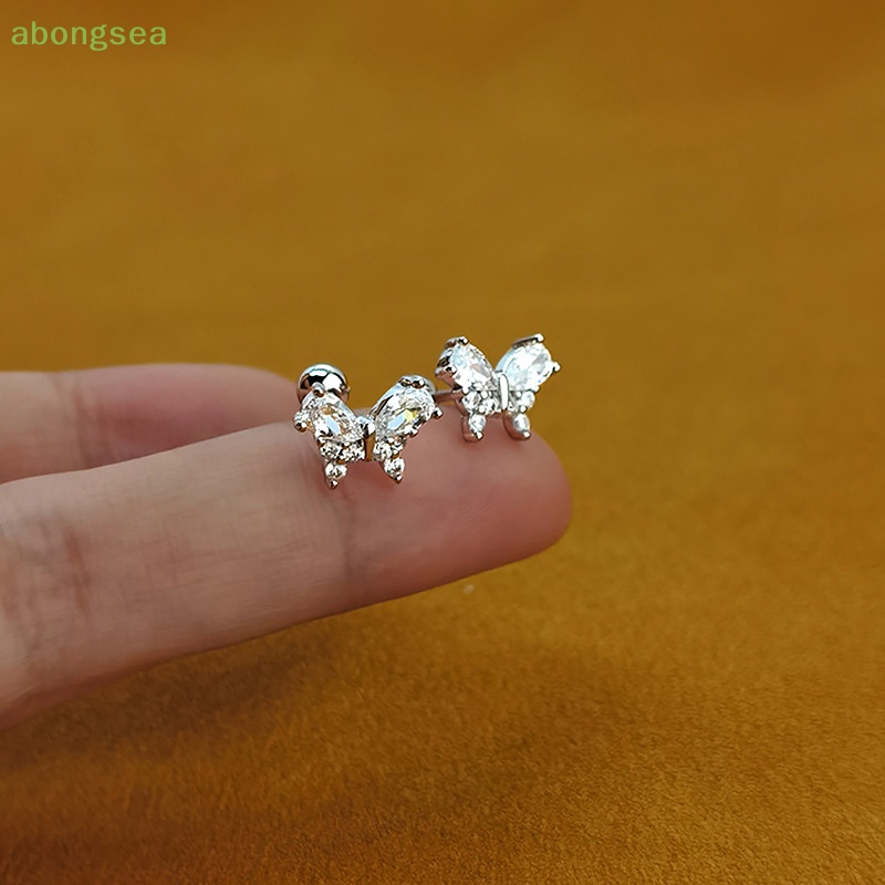 1 Đôi Bông Tai Hình Bướm Đính Đá Zircon Dạng Xoắn Ốc Cho Nữ