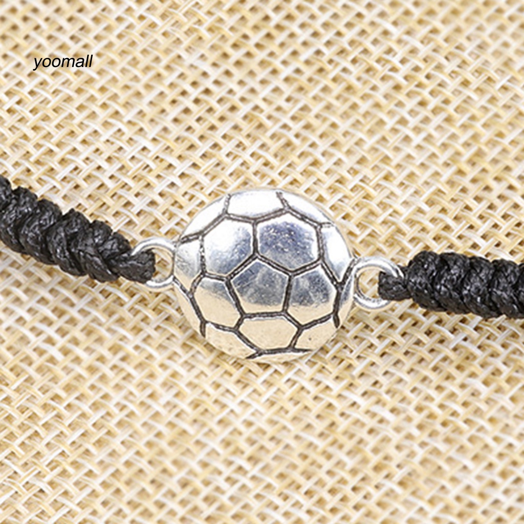 Vòng Đeo Tay Dây Sáp Bện Unisex Có Thể Điều Chỉnh Hình Quả Bóng Đá Thể Thao