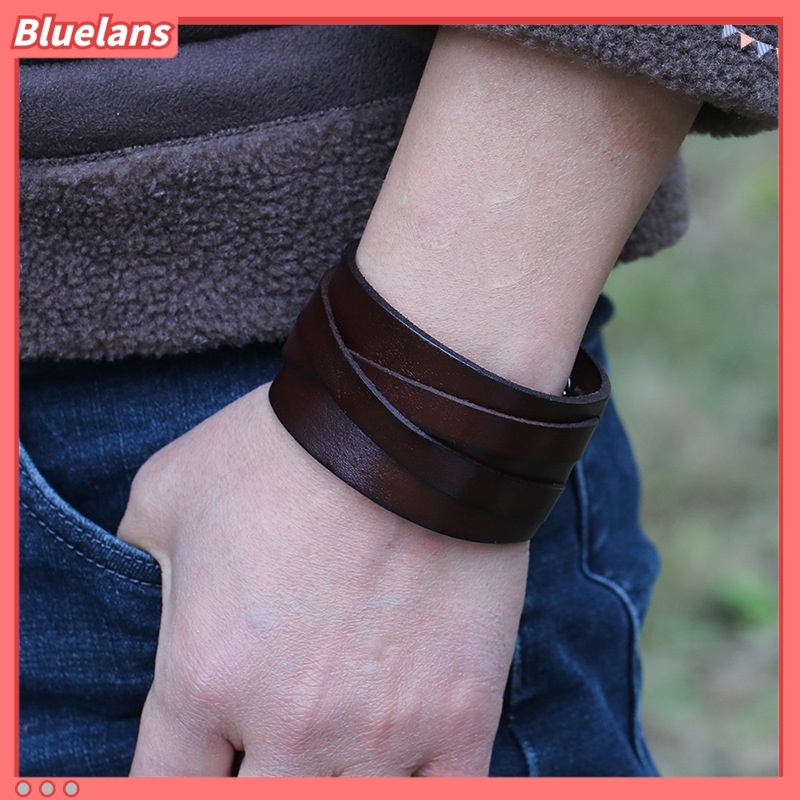 Vòng Tay Da Thiết Kế Đơn Giản Sáng Tạo Phong Cách Punk Cho Nam