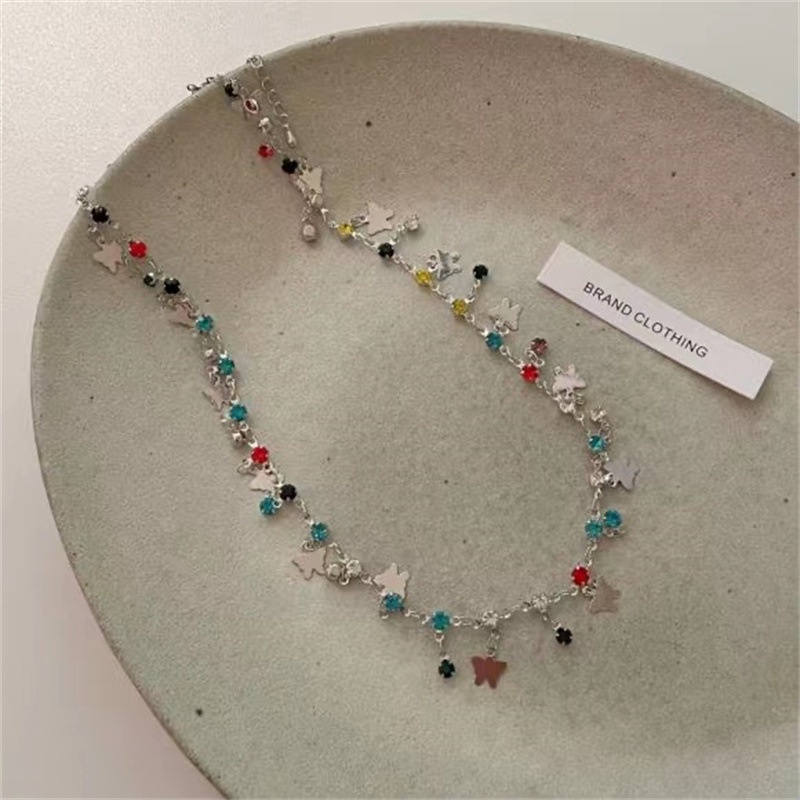 Vòng cổ Mặt Hình Bướm Đính Đá Zircon Nhiều Màu Sang Trọng