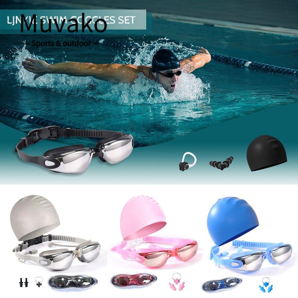 MUVAKO Kính Bơi Kèm Kẹp Mũi Chống Tràn Chuyên Dụng Chất Lượng Cao