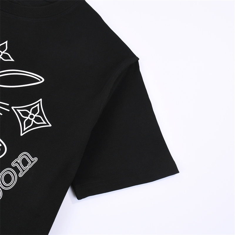 Áo Thun cotton Tay Ngắn Cổ Tròn In Hình Thỏ Hoạt Hình Đơn Giản L666V