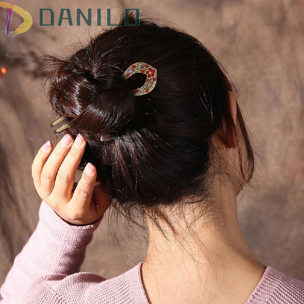 Trâm Cài Tóc DANILO Hình Hoa Phong Cách Cổ Điển Cho Nữ|Phụ Kiện Dây Buộc Tóc Xinh Xắn Thời Trang