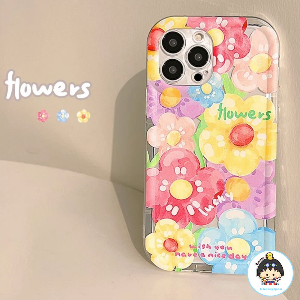 Ốp Điện Thoại TPU Mềm Dày Chống Sốc Họa Tiết Hoa Graffiti Cho IPhone 11 12 13 14 Pro Max