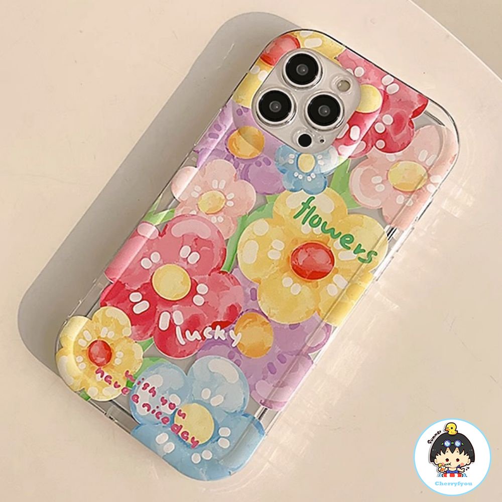 Ốp Điện Thoại TPU Mềm Dày Chống Sốc Họa Tiết Hoa Graffiti Cho IPhone 11 12 13 14 Pro Max