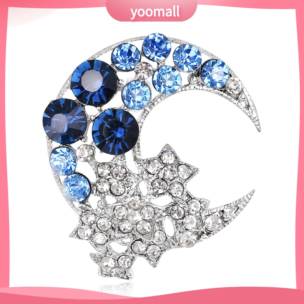 Ghim Cài Áo Hợp Kim Hình Trăng Sao Đính Đá Thời Trang