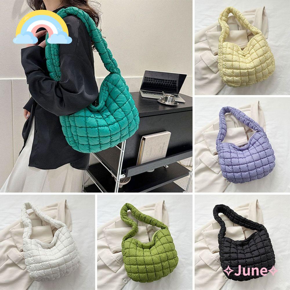 JUNE Túi Xách Cotton Họa Tiết Sọc Caro Xinh Xắn Cho Bé Gái