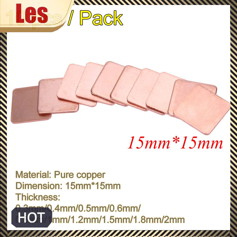 10 MiếNg NhiệT BằNg ĐồNg 15mmx15mm 0.3mm ĐếN 2mm Cho Laptop