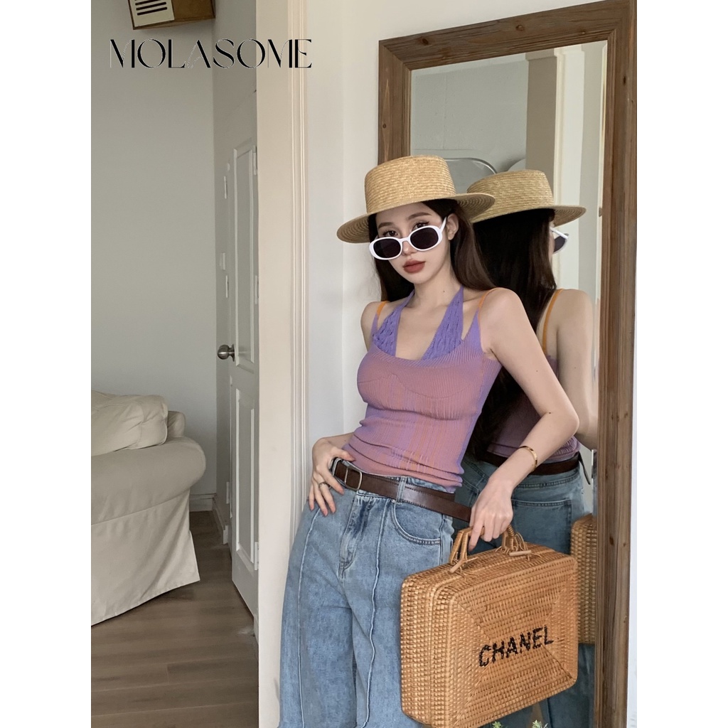 Áo Tank Top Hai Dây Màu Sắc Tương Phản Thời Trang 2023 Cho Nữ