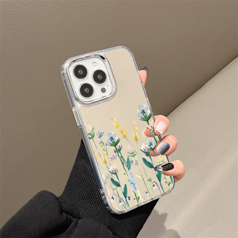 Ốp Điện Thoại Tráng Gương Họa Tiết Hoa Màu Nước Cho IPhone 11 12 13 14 12Pro 13Pro 14Pro Pro Max XR X XS Max