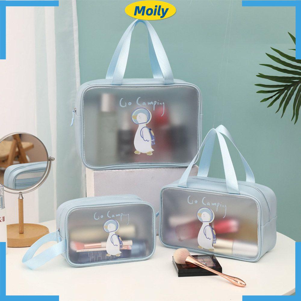 MOILYVN Túi Da PU Đựng Mỹ Phẩm Chống Thấm Nước Có Khóa Kéo Tiện Dụng