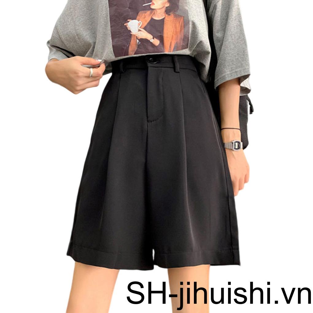 Quần Short Dài Đến Đầu Gối Cài Nút Thoáng Khí Hợp Thời Trang Cho Nữ
