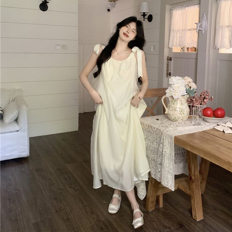 Xiaoxiang Đầm Voan Hai Dây Phong Cách Pháp Thời Trang Đi Biển Mùa Hè Hàng Mới Dành Cho Bạn Nữ