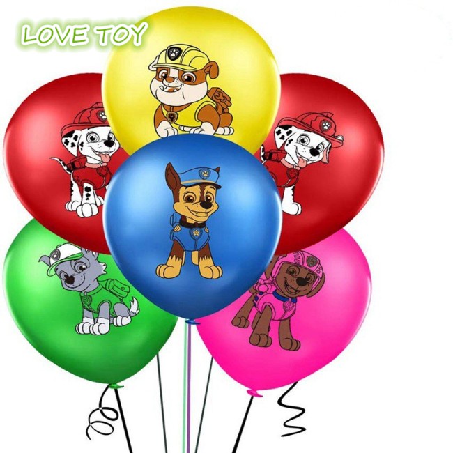 Set 10 Bong Bóng 12 inch Hình Chú Chó Hoạt Hình Dùng Để Trang Trí Tiệc Sinh Nhật Cho Bé