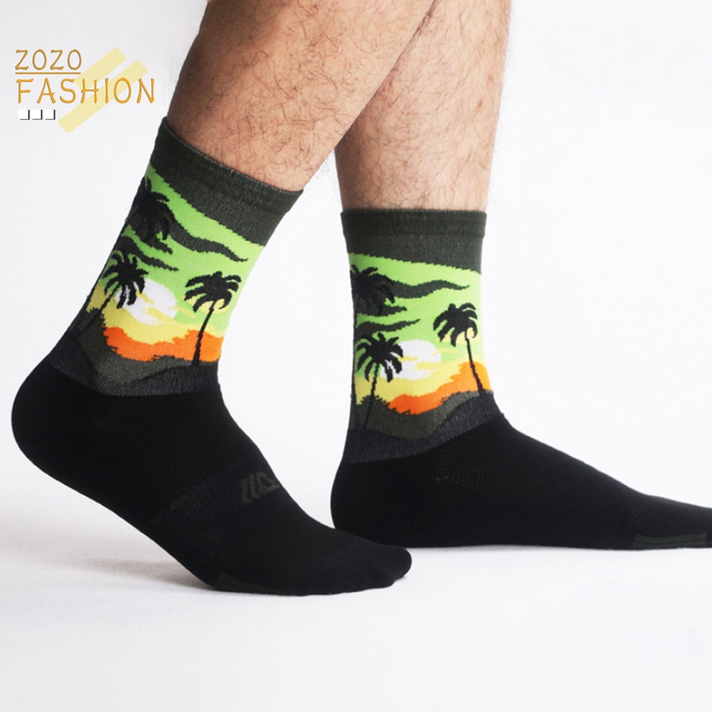 1 Đôi Tất Unisex Họa Tiết Cây Dừa Hút Ẩm Thông Dụng