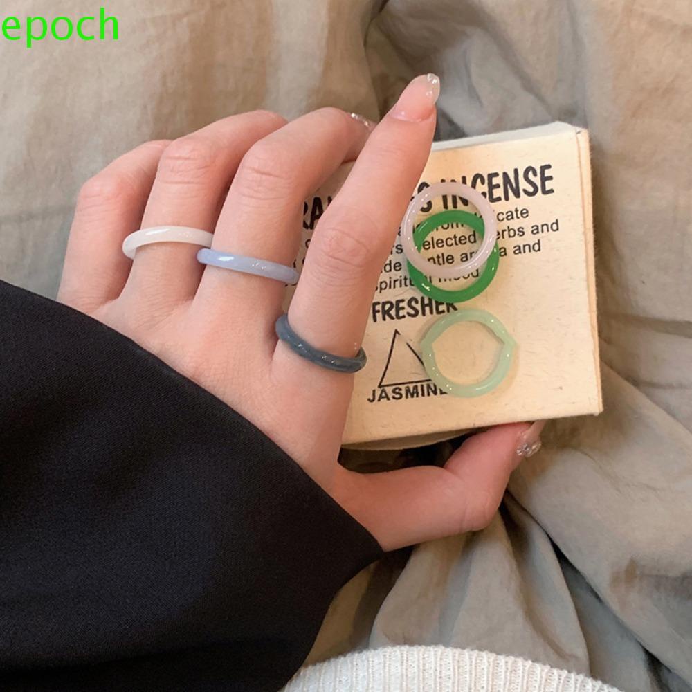 Epoch Nhẫn Đeo Ngón Tay Bằng Nhựa Acrylic Trong Suốt Phong Cách Hàn Quốc Cổ Điển Thời Trang Cho Nữ