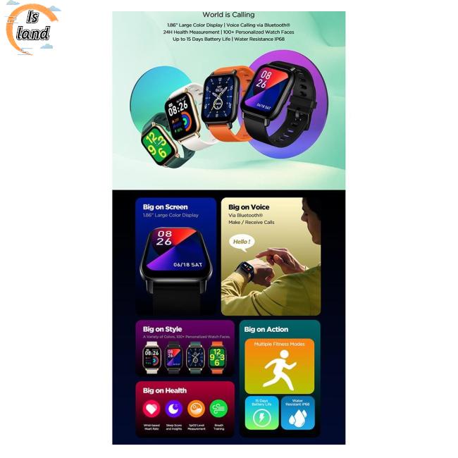 Đồng Hồ Thông Minh Zeblaze Btalk Màn Hình Màu Hd 1.86 Inch Chống Thấm Nước Có Bluetooth Và Phụ Kiện