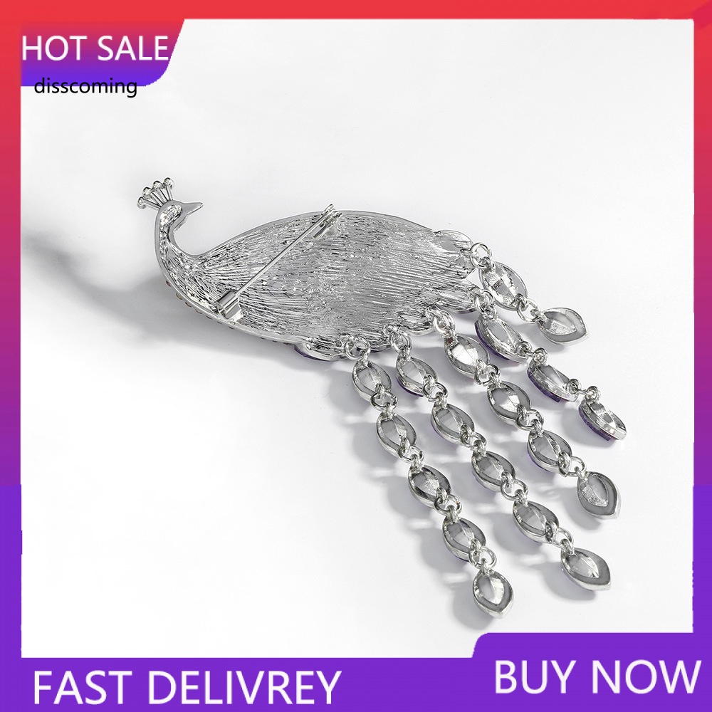 Đầm Nữ Kiểu Dáng Dễ Thương Xinh Xắn Hợp Thời Trang| Trâm Cài Áo Hình Chim Công Đuôi Dài Đính Pha Lê Phong Cách Retro