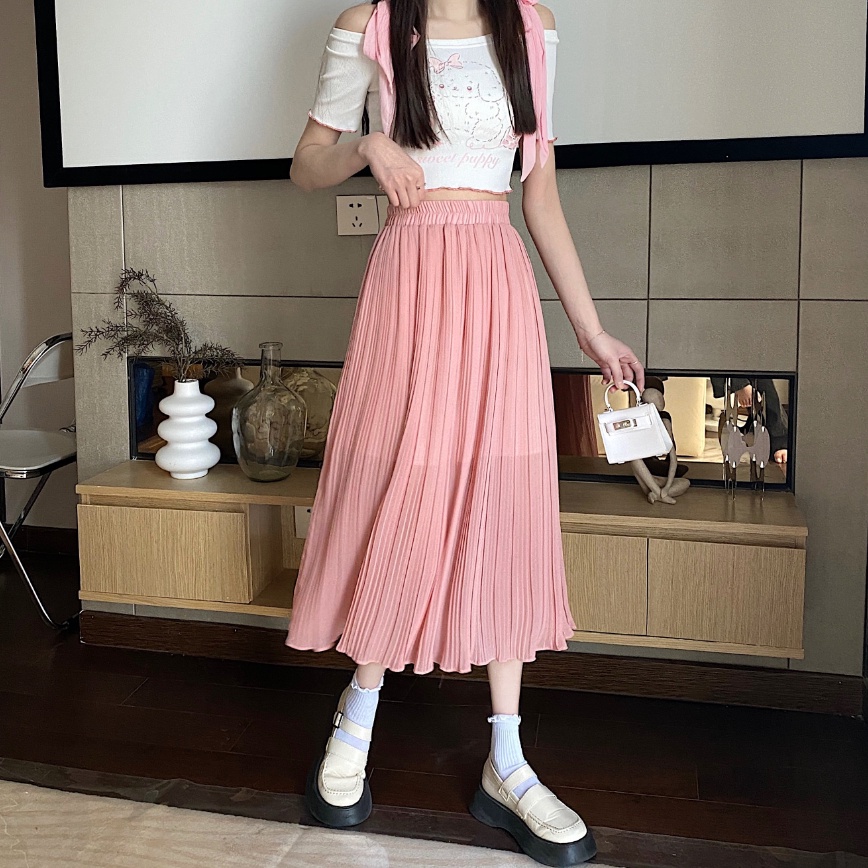 SUXI Chân Váy Chữ A Dáng Dài Lưng Cao Màu Sắc Thời Trang Mùa Hè Cho Nữ