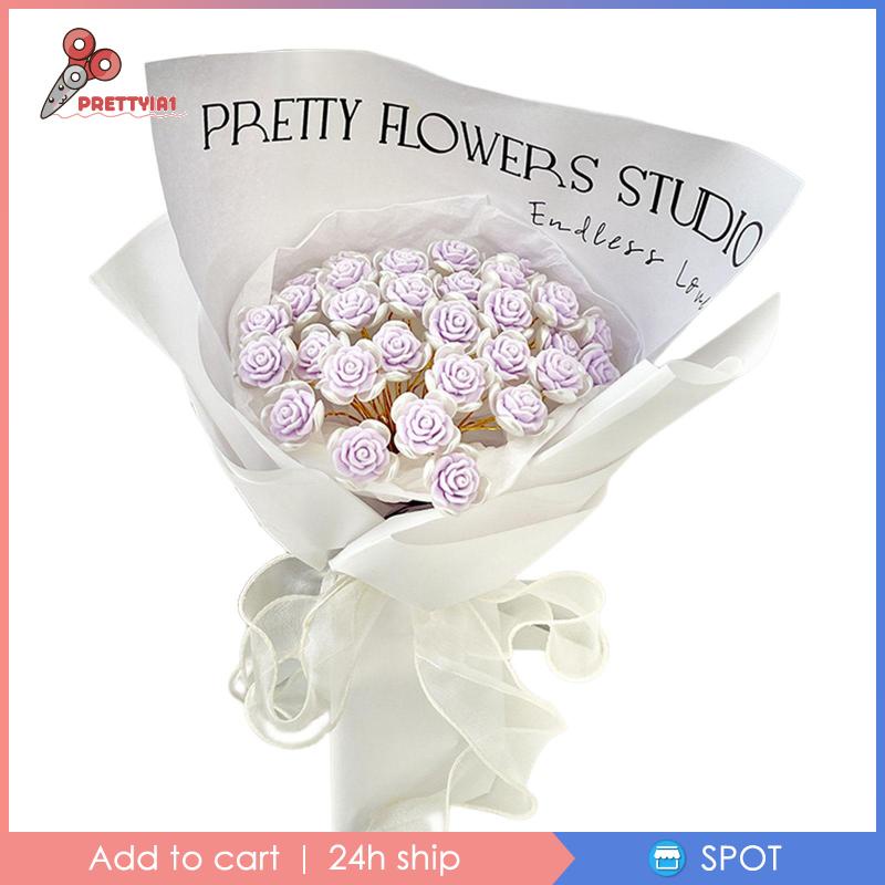 [Prettyia1] 18 Bông Hoa Hồng Giả Bằng Giấy Gói Quà DIY Đáng Yêu