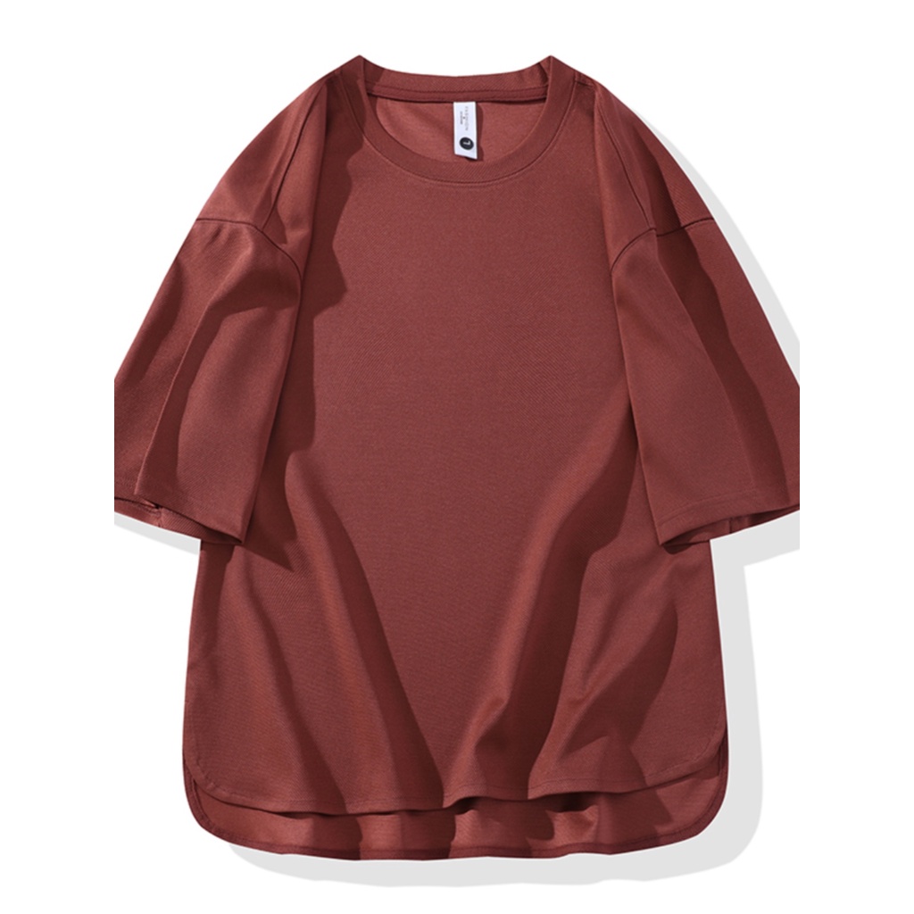 Áo Thun Ngắn Tay Cổ Tròn Lưng Ngắn Cỡ Lớn Xẻ Tà Đơn Giản Thời Trang Mùa Hè Cho Nam
